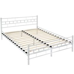 Tectake Lit design moderne avec sommier 200 x 140 cm blanc - 401721 - blanc acier 401721_0