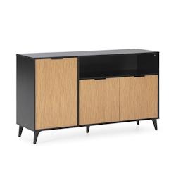 VS Venta-stock Buffet Denis 3 portes 1 trou, couleur Noir/Bois - noir Bois manufacturé I23119_0