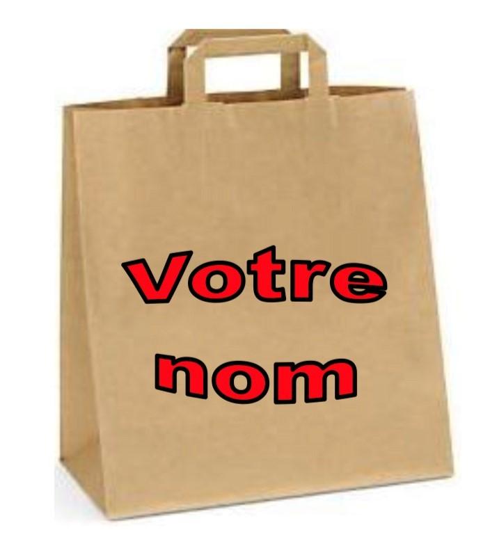 250 Sacs personnalisés, papier recyclé brun ou blanc, à poignées plates, 320x210x270 mm - SKFTPPMR-DN07/2P_0