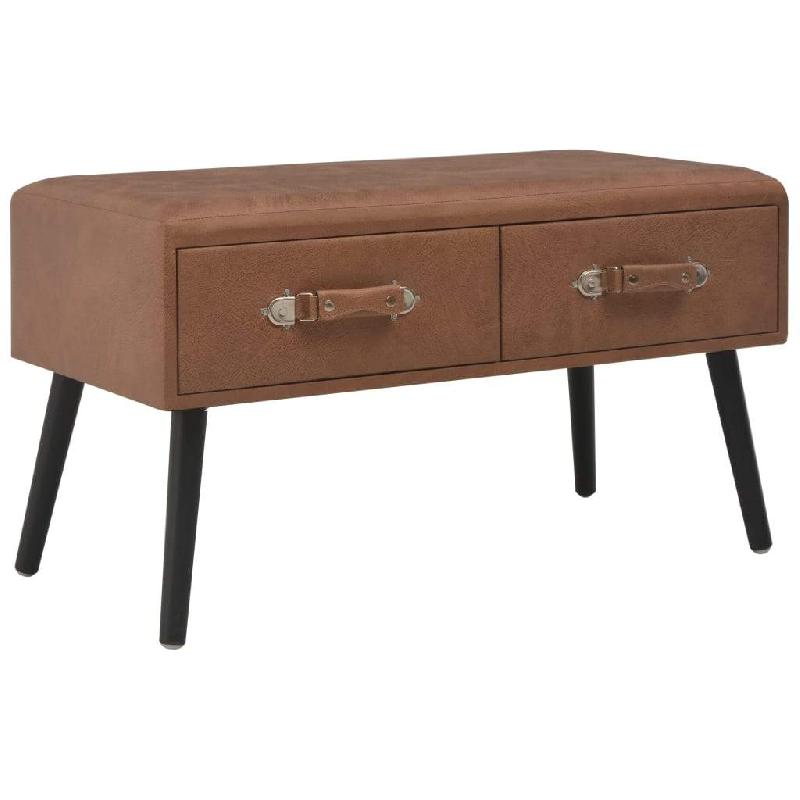 BANQUETTE POUF TABOURET MEUBLE BANC AVEC TIROIRS 80 CM MARRON FONCÉ SYNTHÉTIQUE 3002159_0