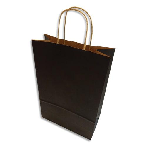 Bong boîte 200 sacs poignées torsadées kraft naturel 100%, format 32 x 42 x 15 cm, couleur noir_0