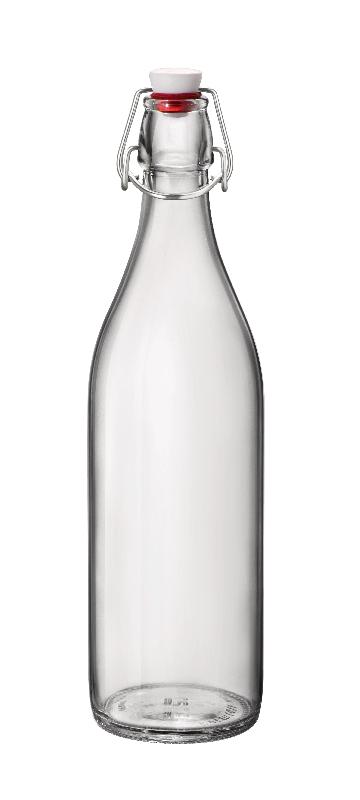 Bouteilles Giara 1 litre en verre incolore ou couleur à fermeture par clip - BTLCPVRIN-BR04_0