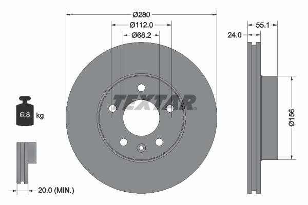 Disque de frein ventilé TEXTAR 92083803 - boîte de 1 disque_0