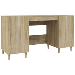 Helloshop26 - Bureau table poste de travail meuble d'ordinateur informatique étude chêne sonoma 140 x 50 x 75 cm bois d'ingénierie 02_0023650 - 300_0
