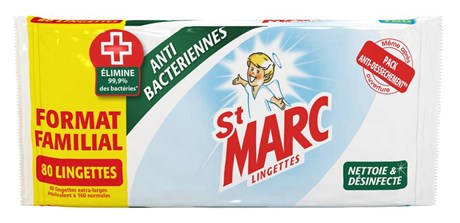 LINGETTES ANTI BACTÉRIENNES ST MARC X80