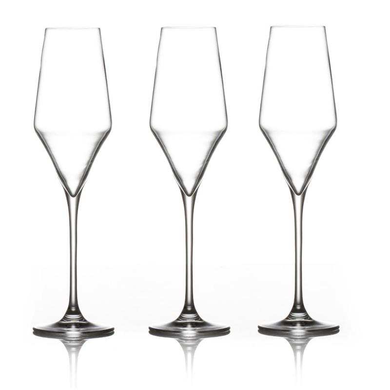 Lot de 3 flûtes à champagne Clarillo 22cl transparent - Paris Prix - Cristallin - Compatible lave-vaisselle et micro-onde_0