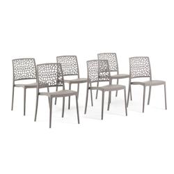 RATTATAN Set 6 Chaises Empilables en Polypropylène avec fibre de verre pour Jardin ou intérieur, hydrofuges et résistantes,  moderne - ALINA - Tour_0