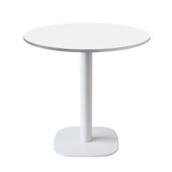 Restootab - Table Ø70cm - modèle Round pied blanc blanc chants inox - blanc fonte 3760371519439_0
