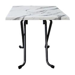 Stamp Reverdy table variation 110x70 marbre blanc 5657/pied gris martele - multicolore multi-matériau 3661365003647_0