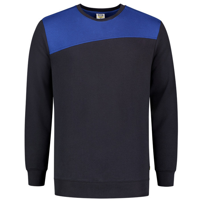 SWEAT BICOLORE coutures bleu marine / royal_0