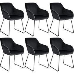 TecTake GmbH tectake Lot 6 chaises de salle à manger aspect velours rembourré noir - 405935 - noir polyester 405935_0