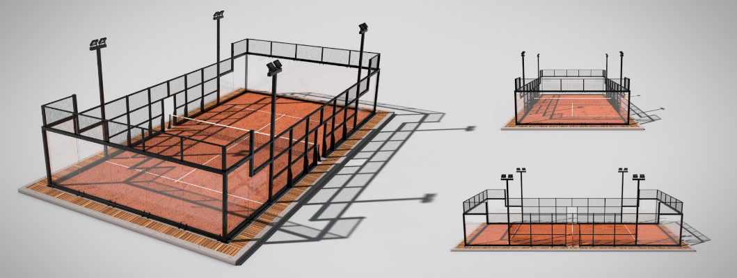 Terrain de padel - le court panoramique - Structure métallique en gris anthracite ou noir_0