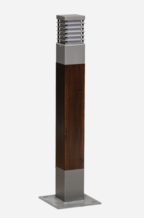 Borne lumineuse d'éclairage public Moshi - LED 10 W - acier et bois lamellé-collé - 1 m - IP65 IK10_0