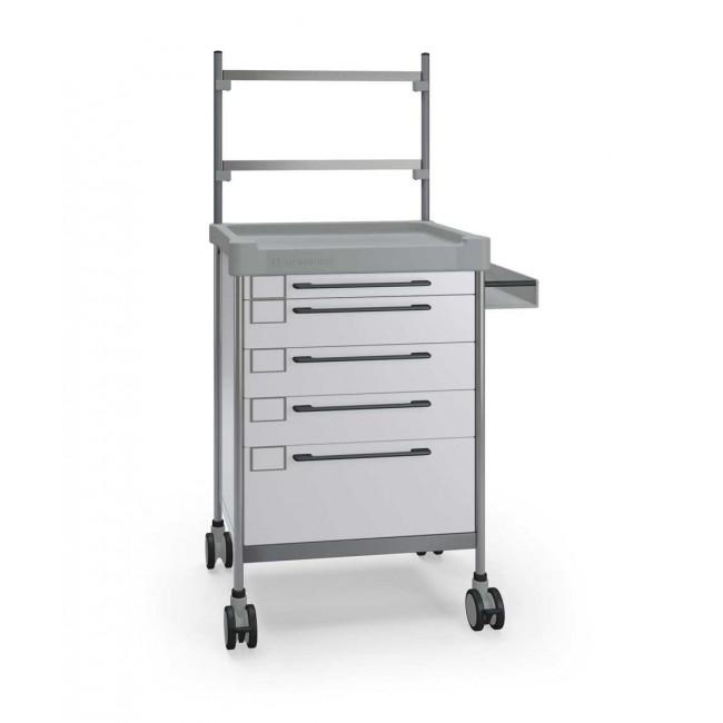 Chariot de soin hospitalier Insausti Mod 3602 - Structure inox, tiroirs 1/50 3/100 1/200 - Réf : 61-3602_0