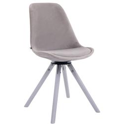 CLP Chaise de salle à manger Troyes Pivotant en velours avec piétement rond Blanc/Gris - gris textile 312200_0