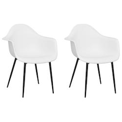 Décoshop26 - Set de 2 chaises de salle à manger dossier incurvé en PP blanc et métal DEC025477 - blanc 3000255272716_0