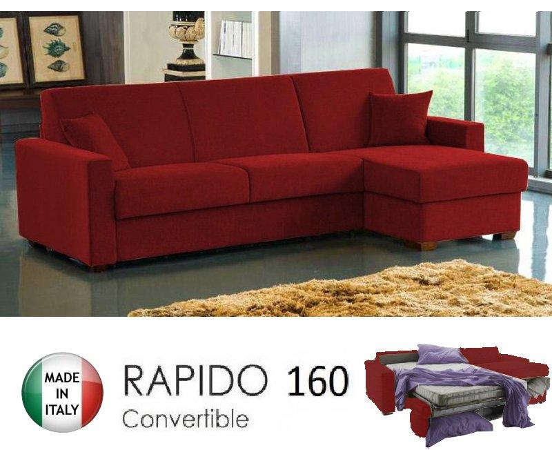 Canapé d'angle convertible Dreamer - ouverture express - lit 160x197 cm - matelas 16 cm en microfibres bordeaux_0