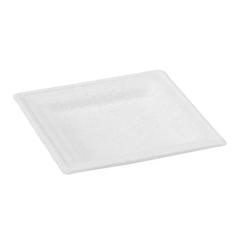 ECOLOMIQUE - 12 Pcs - Assiette pulpe carrée blanche - 26 x 26 cm x 1,7 cm - ECO8NPAPU2626 - blanc Bagasse ECO8NPAPU2626_0
