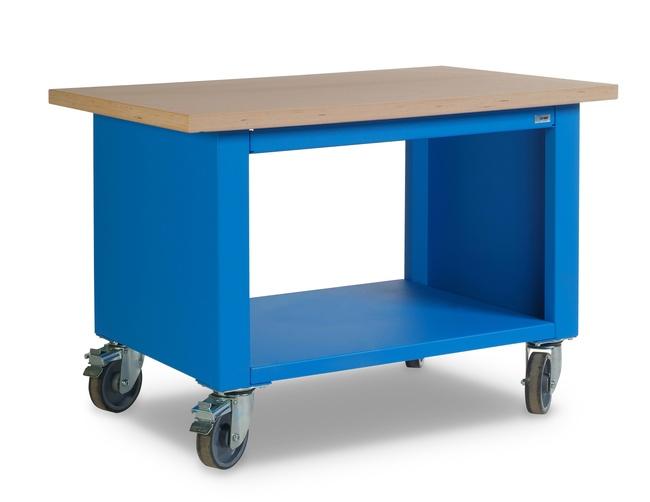 Établi mobile à plancher métal - roulettes pivotantes diamètre 125 mm - charge 500 kg - dimensions 1200 ou 1500 mm_0