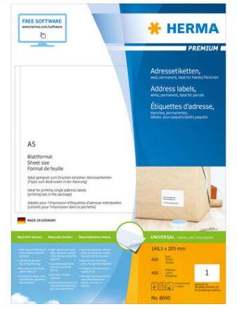 Étiquettes premium adhésives A5 148,5 x 205 mm - Référence 8690 - Impression sans bourrage, adhérence rapide et fiable_0