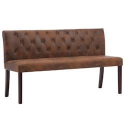 Helloshop26 - Banc banquette 148,5 x 52 x 84,5 cm similicuir daim marron 02_0010809 - 3000594482722_0