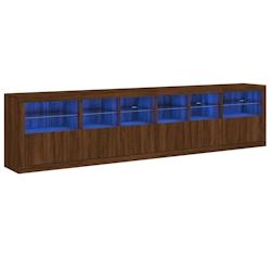 Helloshop26 - Buffet bahut commode armoire meuble de rangement organisateur cuisine salle de séjour salon avec lumières LED 283 x 37 02_0029918 - 30_0