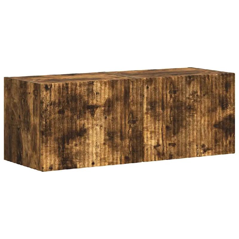 Helloshop26 - Lot de 2 meubles TV muraux modernes avec étagères 60 x 31 x 29,5 cm en bois d'ingénierie chêne fumé 02_0054880 - Bois massif 300023_0