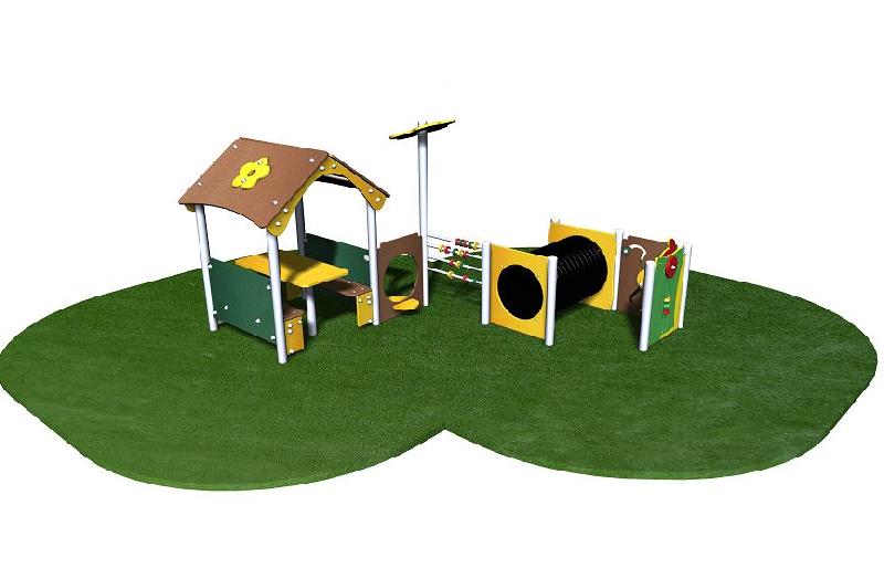 Structure de jeu maisonnette en inox avec panneaux de manipulation - MSCBI1 - pour enfants de 2 à 6 ans, capacité 20_0
