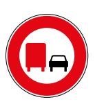 Panneau de signalisation type BK3a - Interdiction aux transports de plus de 3,5t de dépasser tous les véhicules moteur autres que les 2 roues sans side-car_0