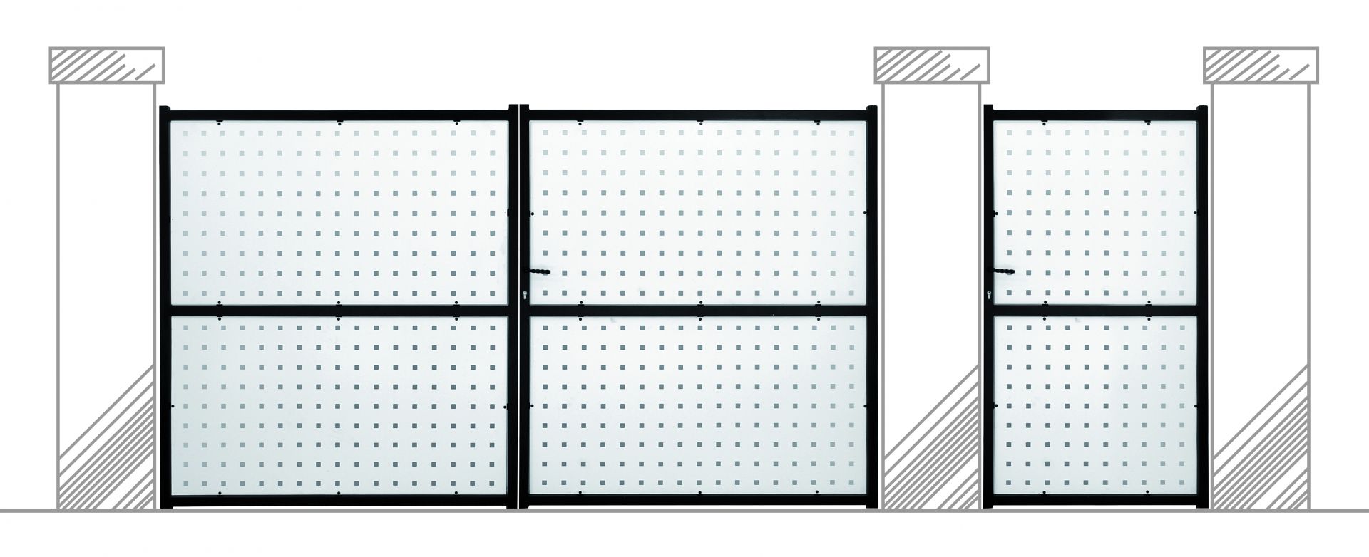 Portail Dubai - Cadre tube 40x40x2 avec tôle de 2 mm, trous carrés de 20 mm_0