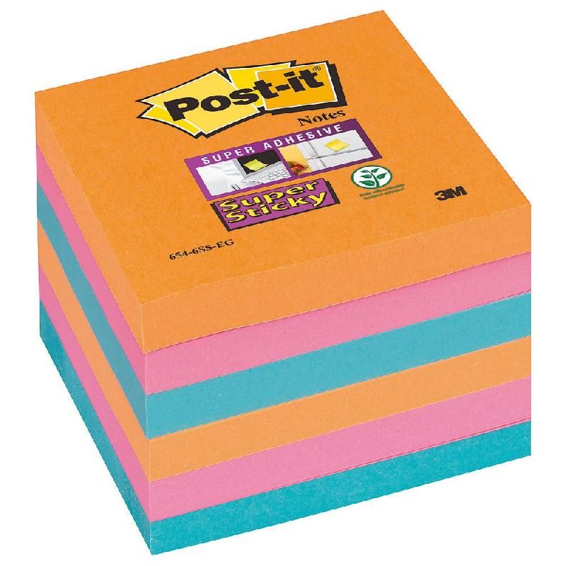 POST-IT® BLOC DE NOTES ADHÉSIVES (654-6SS-EG) SUPER STICKY - 76 X 76 MM - COULEUR : BANGKOK (PRIX À L'UNITÉ)