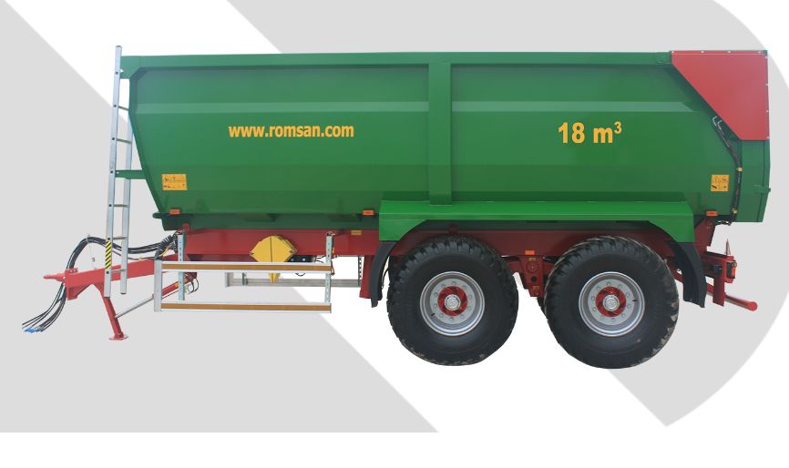 R 160 tahk benne agricole à tandem monocoque - romsan - capacité de 15500 kg_0