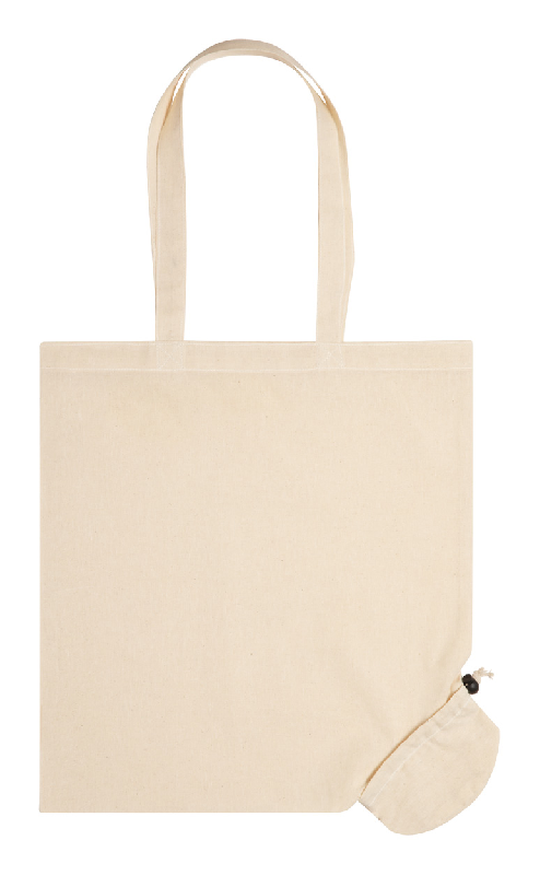 Tote bag publicitaire pliable en coton bio - anses longues - blanc - 120 g/m²_0