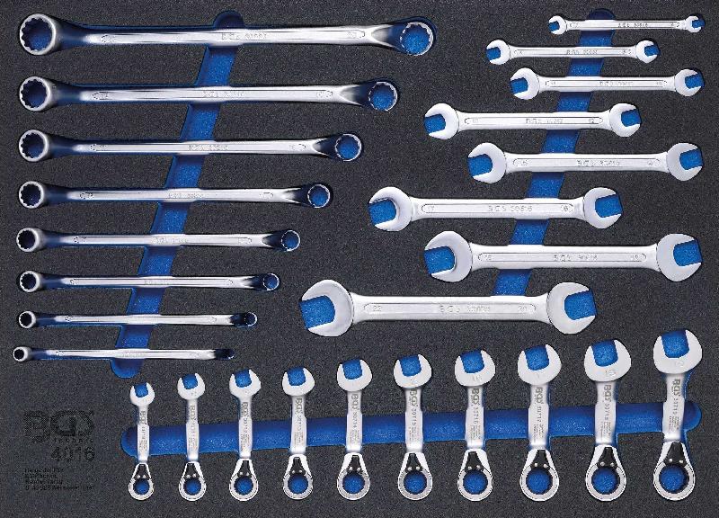 Insert de servante d'atelier 3/3 - clés mixtes, clés polygonales doubles - acier chrome-vanadium, chromé mat_0