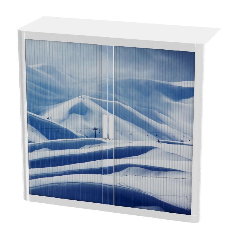 Armoire à rideaux avec décor montagne - EasyOffice. - Basse, Montagne_0