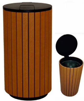 Corbeille Golf 90 L Lattes imitation bois_0