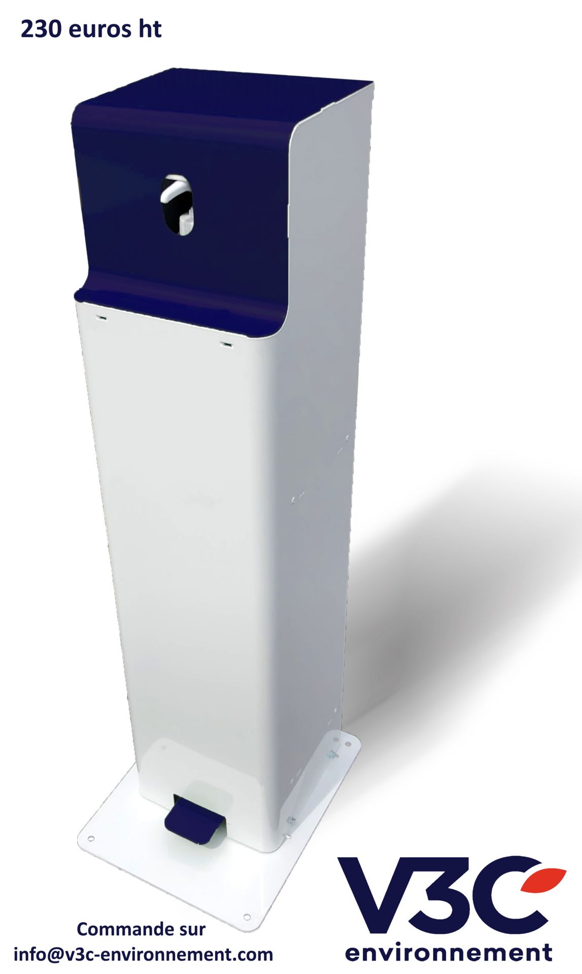 Distributeur français de gel hydroalcoolique - Borne mécanique en acier thermolaqué - Version adulte et enfant_0