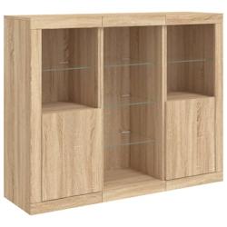 Helloshop26 - Buffet bahut commode armoire meuble de rangement organisateur cuisine salle de séjour salon avec lumières LED 3 pcs 02_0037214 - 30002_0
