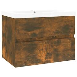Helloshop26 - Meuble lavabo 60 x 38,5 x 45 cm avec bassin intégré chêne fumé bois d'ingénierie 02_0006875 - 3000372424630_0