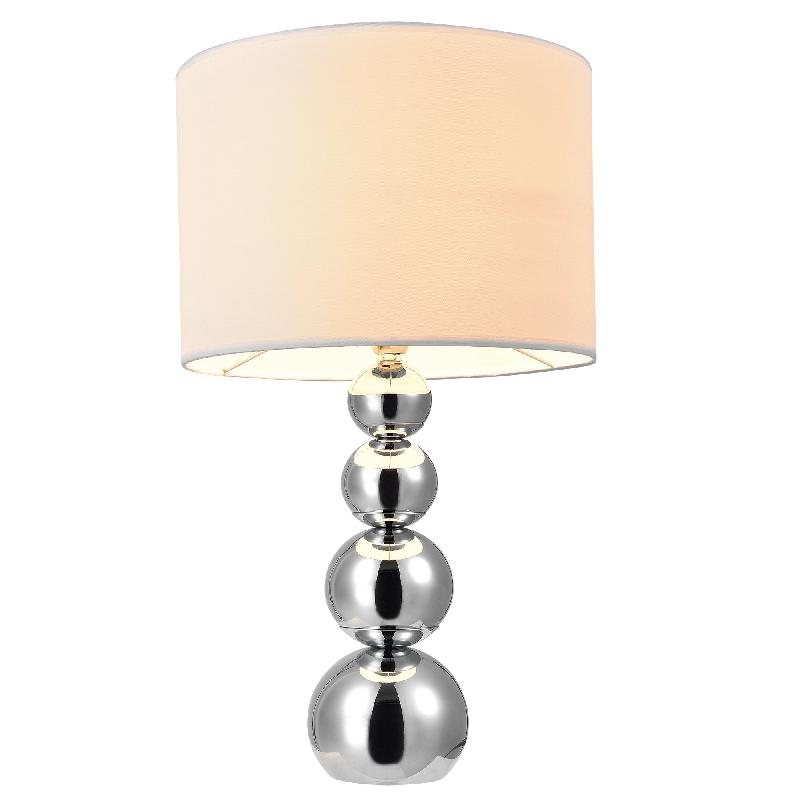 Lampe de table chevet e14 métal textile 43 cm blanc et chrome 03_0002514