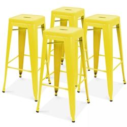 Oviala Business Lot 4 tabourets de bar en métal jaune mat - jaune acier 105792_0