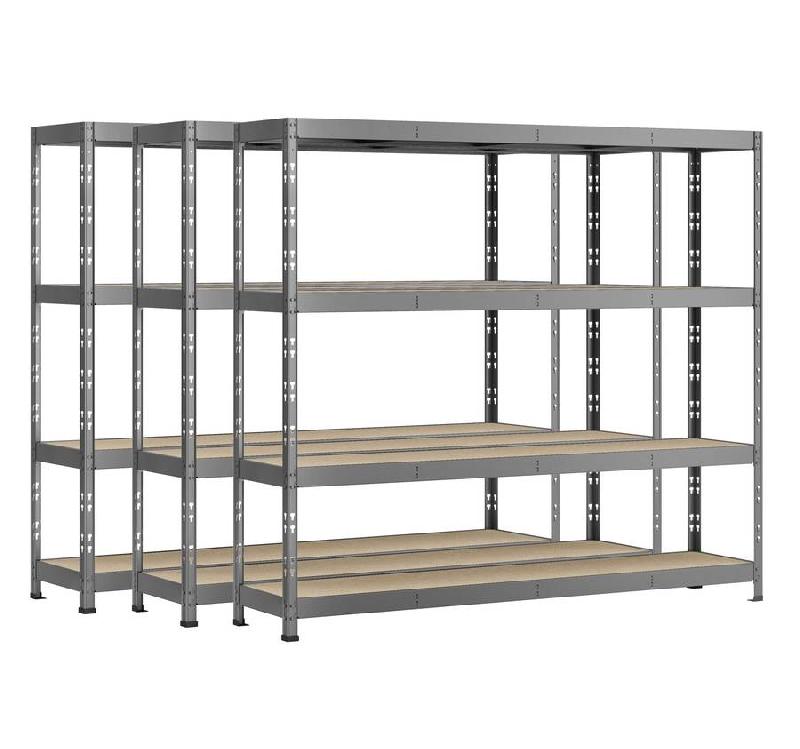 Lot de 3 étagères rack - 4 plateaux - 220 x 40 cm - charge lourde - Rayonnage mi-lourd et lourd_0