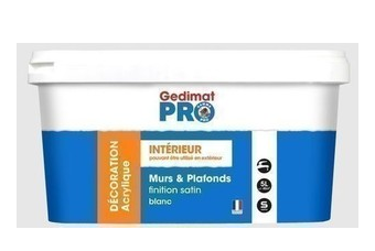 Peinture de finition acrylique GEDIMAT 5L - Blanc satiné - Réf 24291026_0