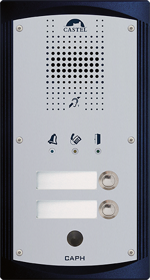 Portier téléphonique audio à 2 boutons d'appel conforme loi Handicap avec carte suppression de bruit de fond intégrée - CAPH 2B BRUIT_0