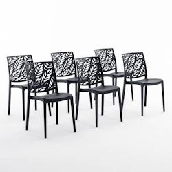 RATTATAN Set 6 Chaises en polypropylène avec fibre de verre empilables pour extérieur et jardin, bar et restaurant, cuisine design moderne - DAFNE -_0
