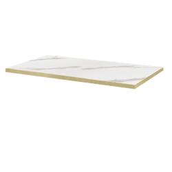 Restootab - Plateau 110x70 decor marbre blanc chants laiton - blanc Bois manufacturé PL-11070M-MB.BLA-LAI_0