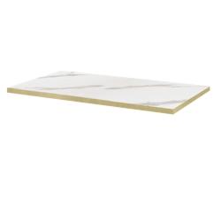 Restootab - Plateau 110x70 decor marbre blanc chants laiton - blanc Bois manufacturé 3760371516438_0