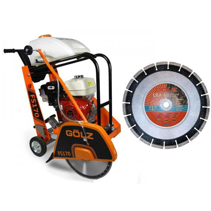 Scie à sol FS170 moteur thermique HONDA GX390 + 1 disque mixte LBA60 Ø 400 mm - GOLZ - 02821701000+LBA60401 HONDA_0