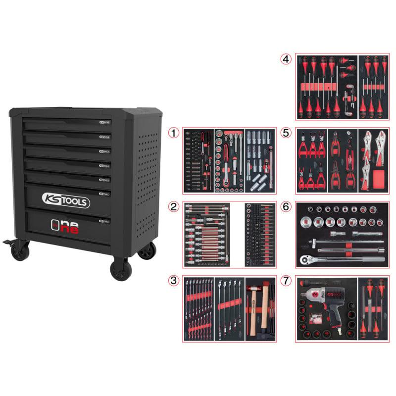 Servante One by One 7 tiroirs + 337 outils - KSTools | 823.7337F_0