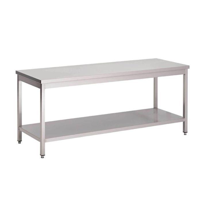 Table inox de préparation (L)1200 x (P)700 x (H)890 mm, avec étagère basse, sans dosseret_0